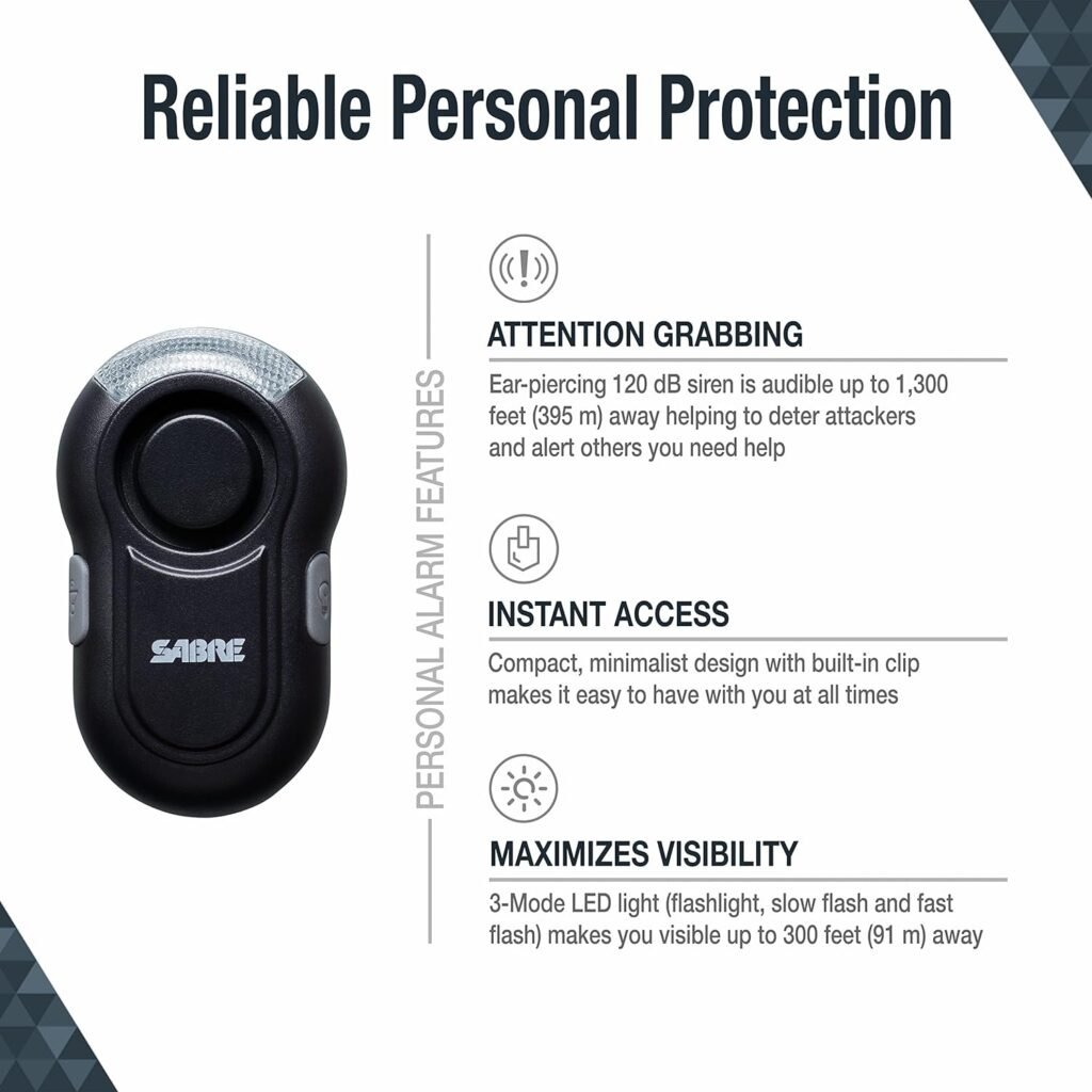 SABRE 2-in-1 Clip-On Personal Alarm